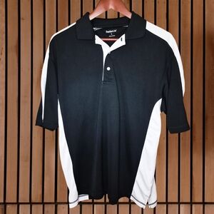 FeatherLite Black & White Performance Polo Shirt Size Large